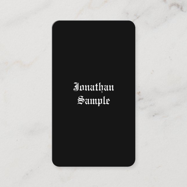 Hand Script Font Text Black White Classic Retro BW Business Card (Front)