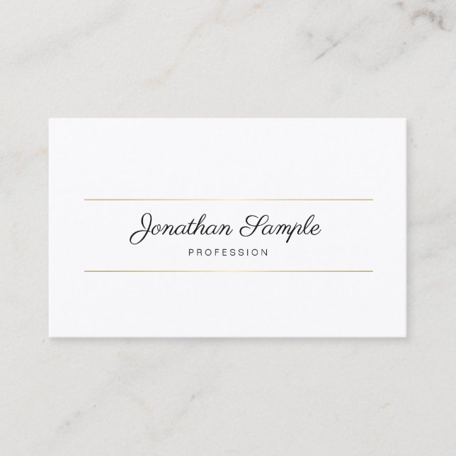 Hand Script Gold Chic Luxury Elegant Template Business Card (Front)