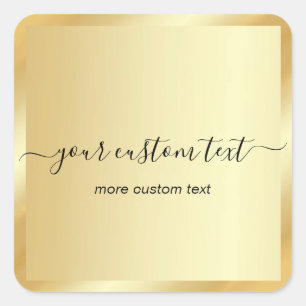 Hand Script Gold Template Your Custom Text Trendy Square Sticker