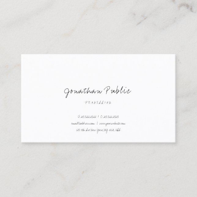 Hand Script Minimalist Template Modern Elegant Business Card (Front)
