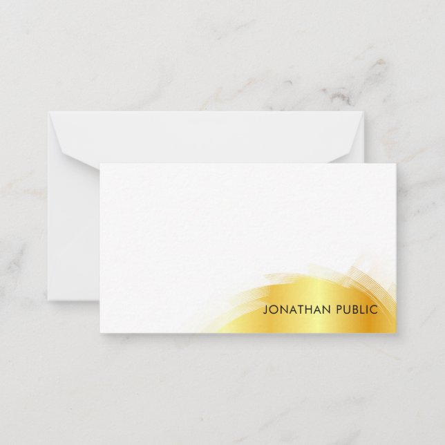 Hand Script Monogram Faux Gold Elegant Simple Card (Front)
