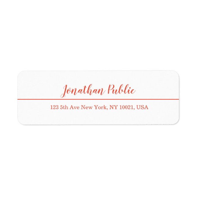 Hand Script Red White Template Christmas Return Address Label (Front)