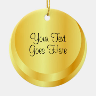 Hand Script Template Faux Gold Metallic Look Ceramic Ornament
