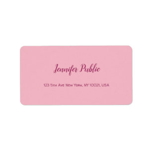 Hand Script Text Elegant Pink Modern Plain Address Label
