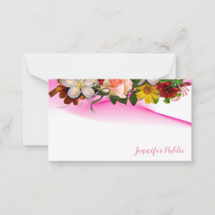 Hand Script Text Elegant Watercolor Flowers Colour Card