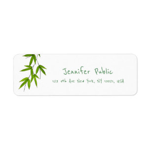 Hand Script Text Watercolor Leaves Return Address Label