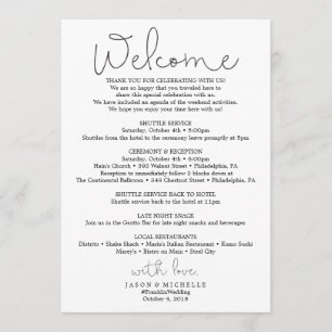 Hand Script Wedding Itinerary - Wedding Welcome Program