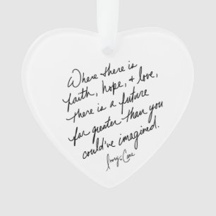 Hand-Scripted Faith Hope and Love Spiritual Heart Ornament