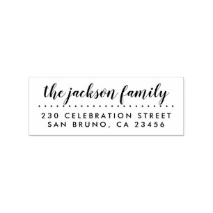Hand Scripted Family Name Return Address Rubber Stamp
