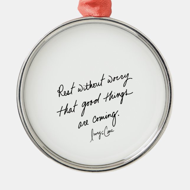 Hand-Scripted Good Things Inspirational Metal Ornament (Front)