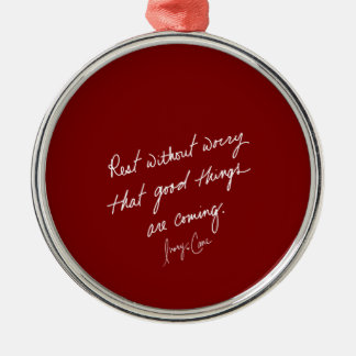 Hand-Scripted Good Things Red Inspirational Metal Ornament