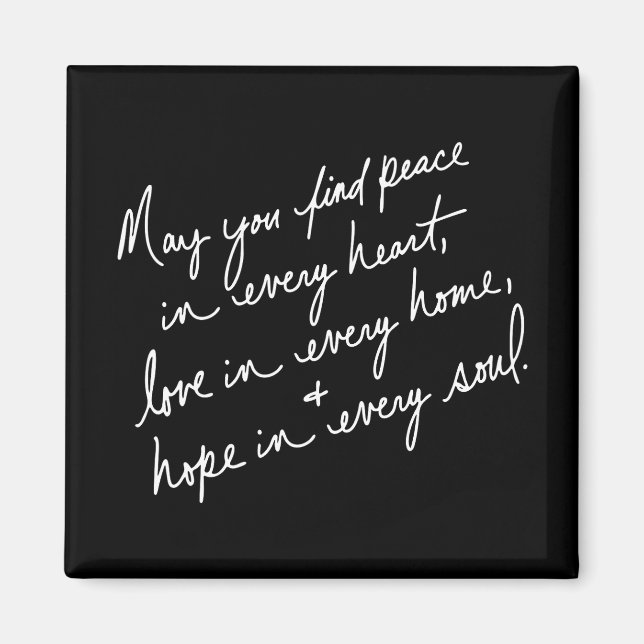 Hand-Scripted Peace Love & Hope Spiritual Magnet (Front)
