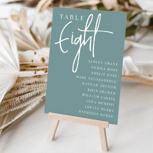 Hand Scripted Table EIGHT + Guest Names Number