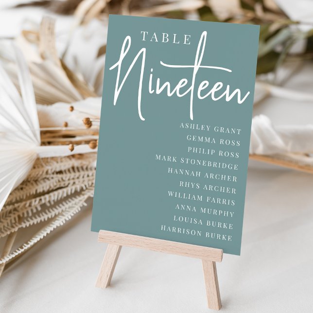 Hand Scripted Table NINETEEN + Guest Names Table Number (Creator Uploaded)