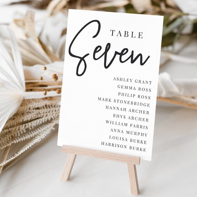 Hand Scripted Table SEVEN + Guest Names Table Number (Creator Uploaded)