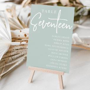 Hand Scripted Table SEVENTEEN + Guest Names Number