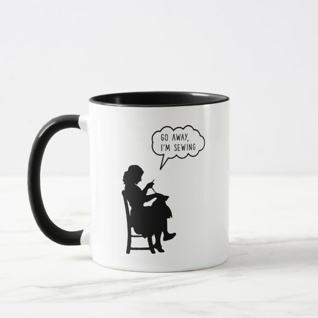 Hand-sewing women - Go Away I'm Sewing Coffee gift Mug (Left)