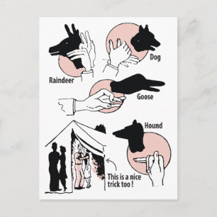 Hand Shadow Puppets, Nice Trick, Humour, Vintage Postcard