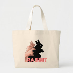 HAND SHADOW RABBIT LARGE TOTE BAG