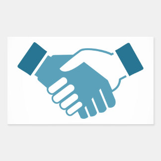 Hand shake rectangular sticker