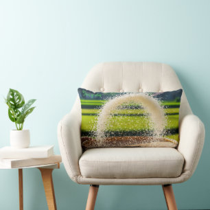 Hand Sifting Fresh Rice Grains Rustic Farm Lumbar Cushion