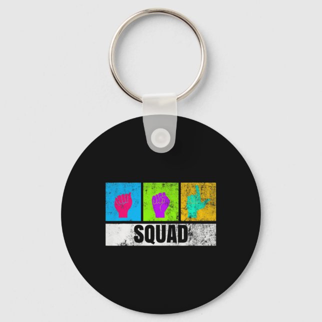 Hand Sign Language For Deaf Pride And Deaf Awarene Key Ring (Front)