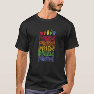 Hand Sign Language Lgbtq+ Pride Vintage Retro Rain T-Shirt