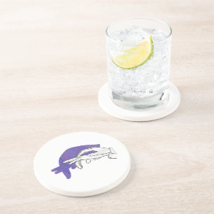 Hand Silhouette Anteater Purple Coaster