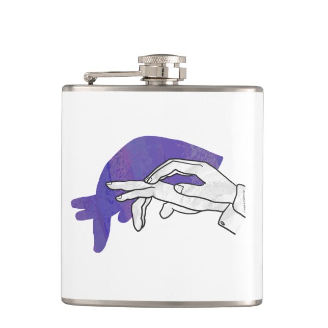 Hand Silhouette Anteater Purple Hip Flask (Front)