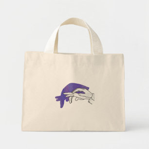 Hand Silhouette Anteater Purple Mini Tote Bag