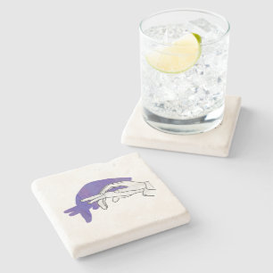 Hand Silhouette Anteater Purple Stone Coaster