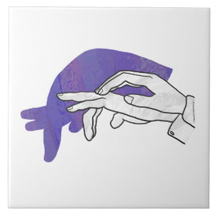 Hand Silhouette Anteater Purple Tile