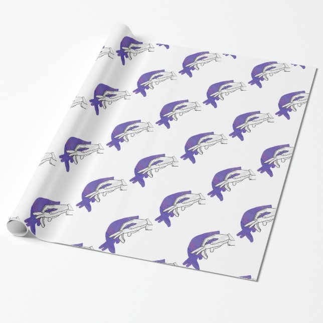 Hand Silhouette Anteater Purple Wrapping Paper (Unrolled)