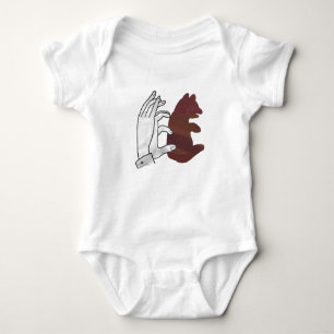 Hand Silhouette Bear Cub Brown Baby Bodysuit