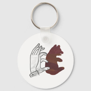 Hand Silhouette Bear Cub Brown Key Ring