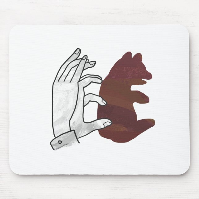 Hand Silhouette Bear Cub Brown Mouse Pad (Front)