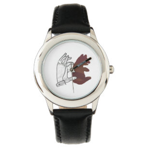 Hand Silhouette Bear Cub Brown Watch