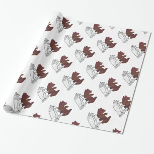 Hand Silhouette Bear Cub Brown Wrapping Paper