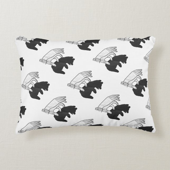 Hand Silhouette Bear Cub Decorative Cushion (Front)