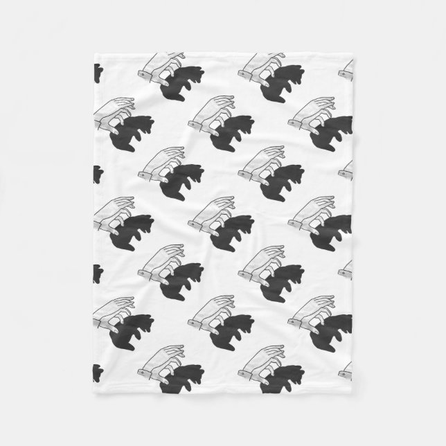 Hand Silhouette Bear Cub Fleece Blanket (Front)