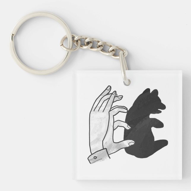 Hand Silhouette Bear Cub Key Ring (Front)