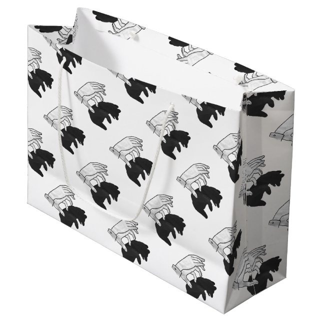 Hand Silhouette Bear Cub Large Gift Bag (Front Angled)