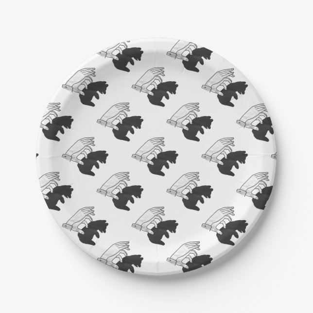 Hand Silhouette Bear Cub Paper Plate (Front)