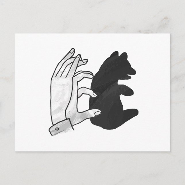 Hand Silhouette Bear Cub Postcard (Front)