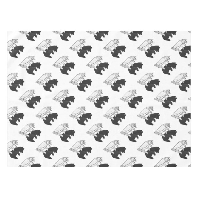 Hand Silhouette Bear Cub Tablecloth (Front (Horizontal))