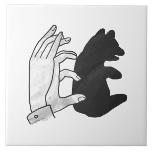 Hand Silhouette Bear Cub Tile