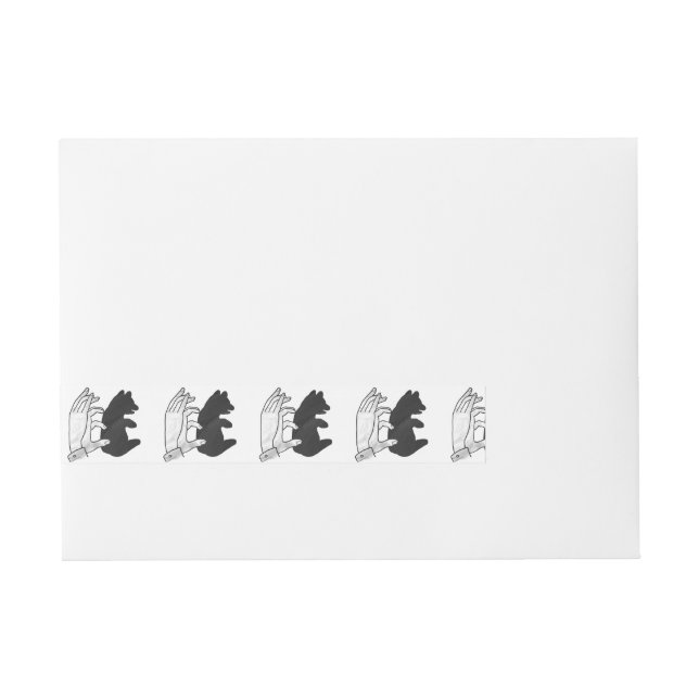 Hand Silhouette Bear Cub Wraparound Address Label (Front)