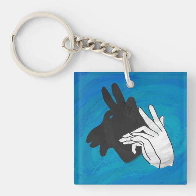 Hand Silhouette Billy Goat Blue Key Ring (Front)