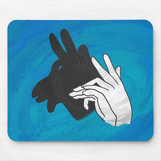 Hand Silhouette Billy Goat Blue Mouse Pad (Front)