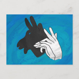 Hand Silhouette Billy Goat Blue Postcard